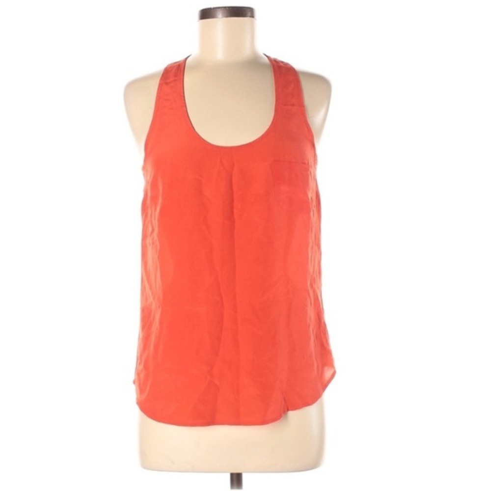 Fei 8 orange 100% silk A-line racer back tank top